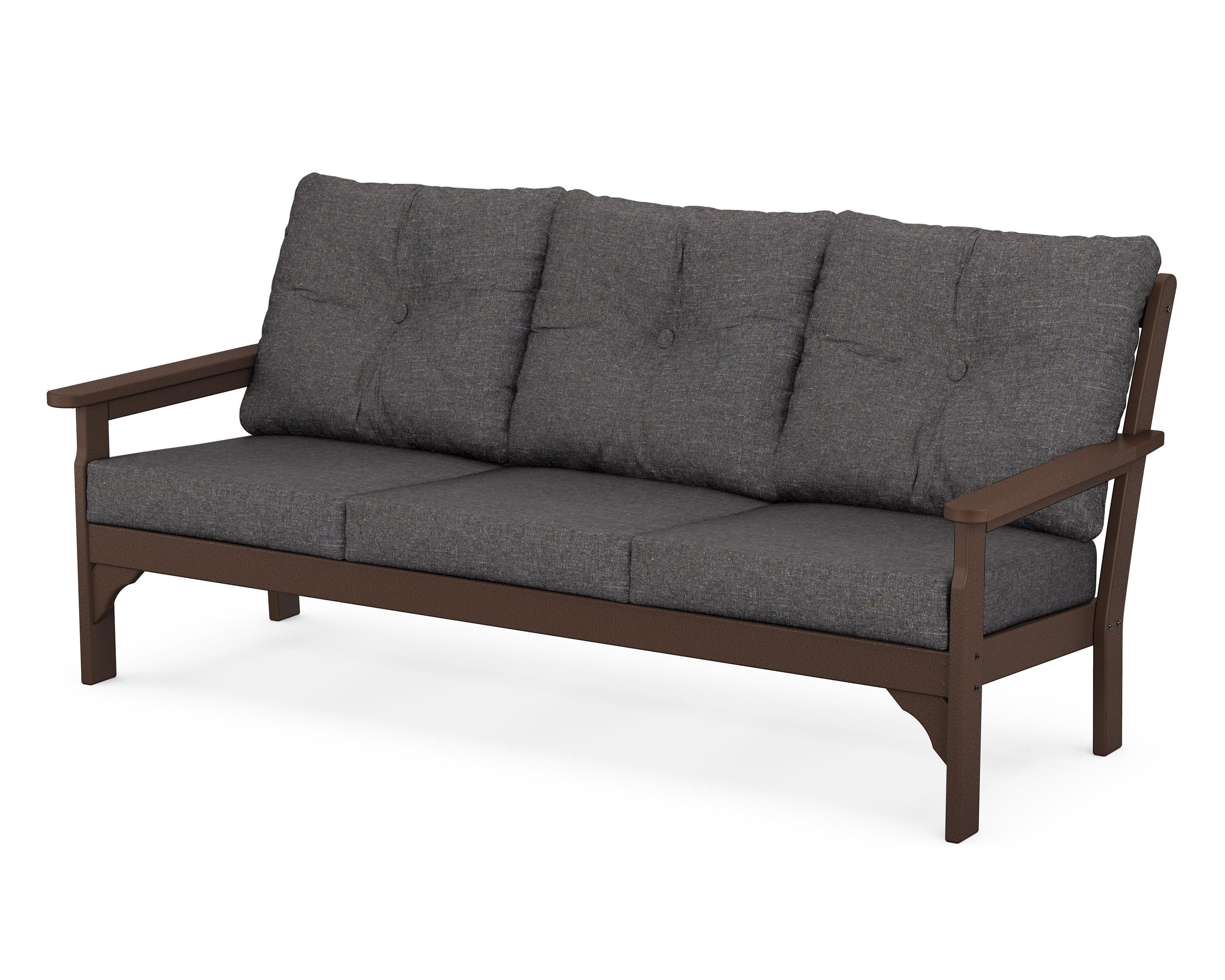 POLYWOOD® Vineyard Deep Seating Sofa in Mahogany / Ash Charcoal