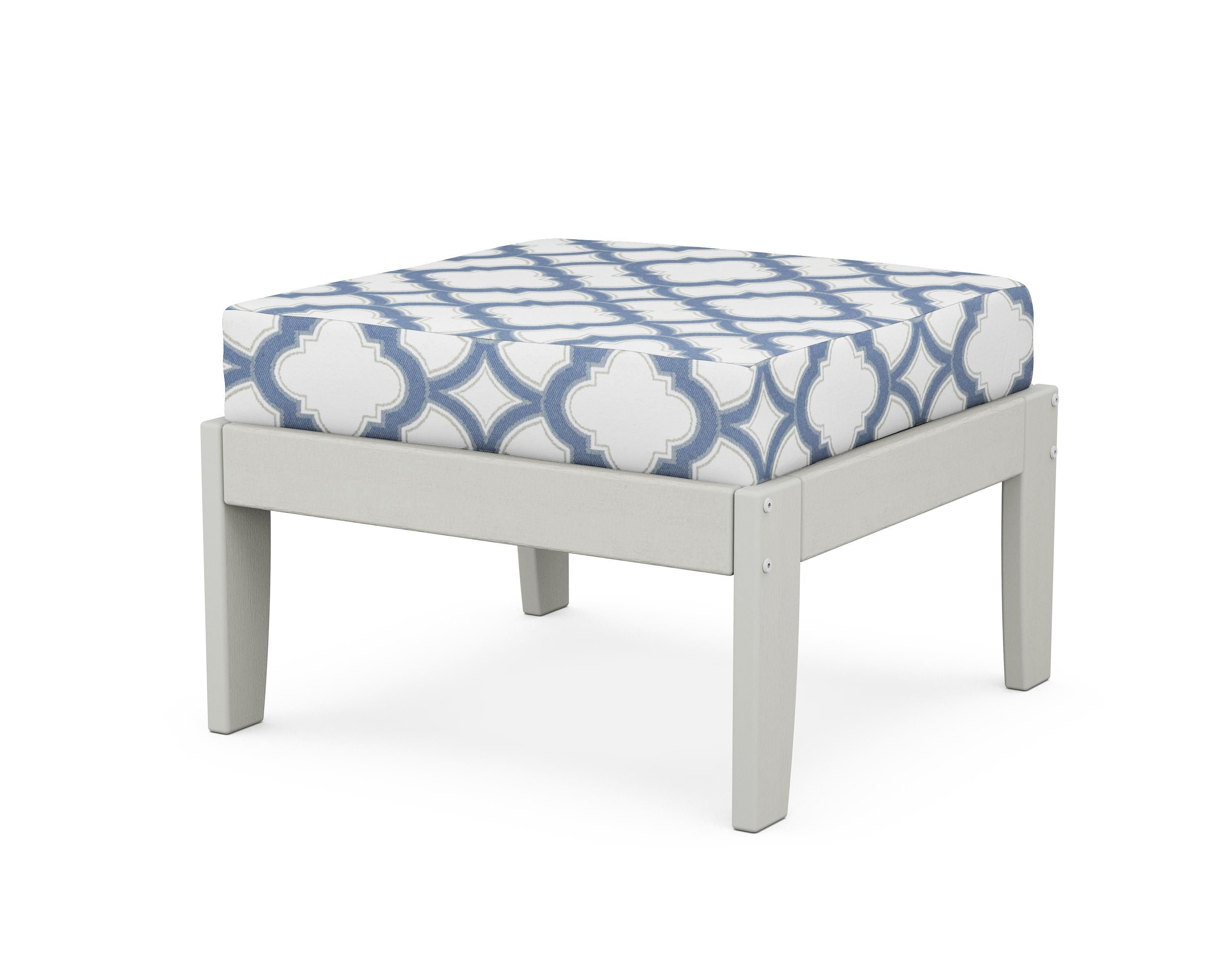 Unbranded Modular Ottoman - Classic in Vintage White / Trellis Sky Blue