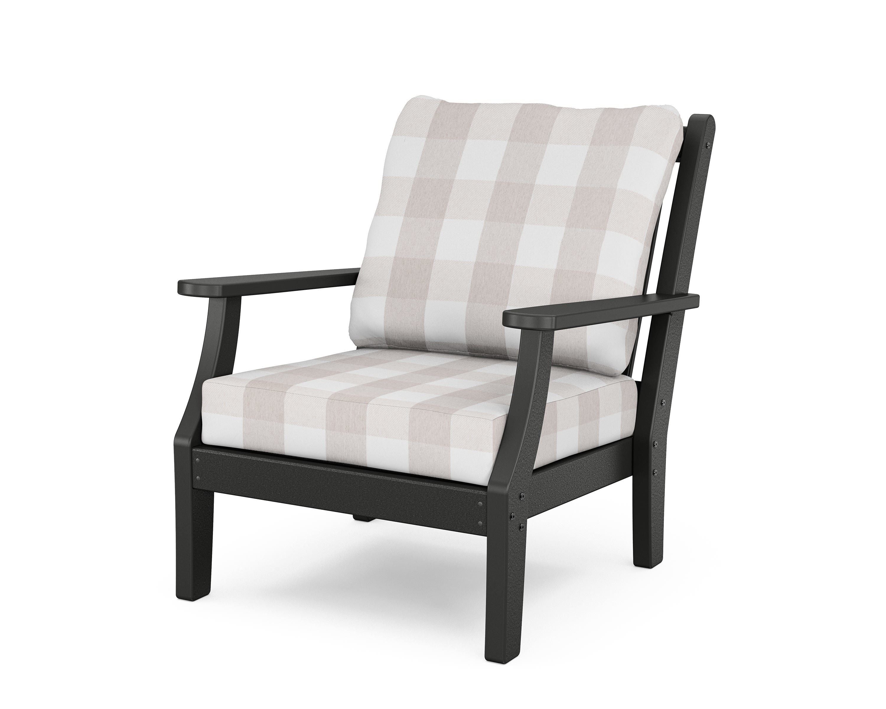 Country Living Wovendale Deep Seating Chair in Black / Buffalo Plaid Dune Burlap