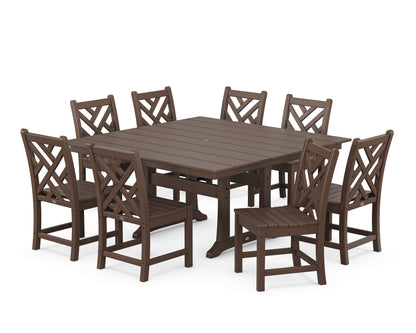POLYWOOD® Chippendale 9-Piece Farmhouse Trestle Dining Set in Mahogany