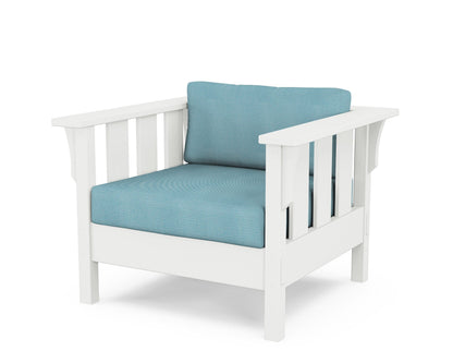 Martha Stewart by POLYWOOD® Acadia Deep Seating Chair in White / Lattice Sky Blue