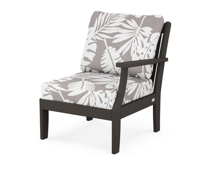 POLYWOOD® Braxton Modular Right Arm Chair in Vintage Coffee / Leaf Grey Mist