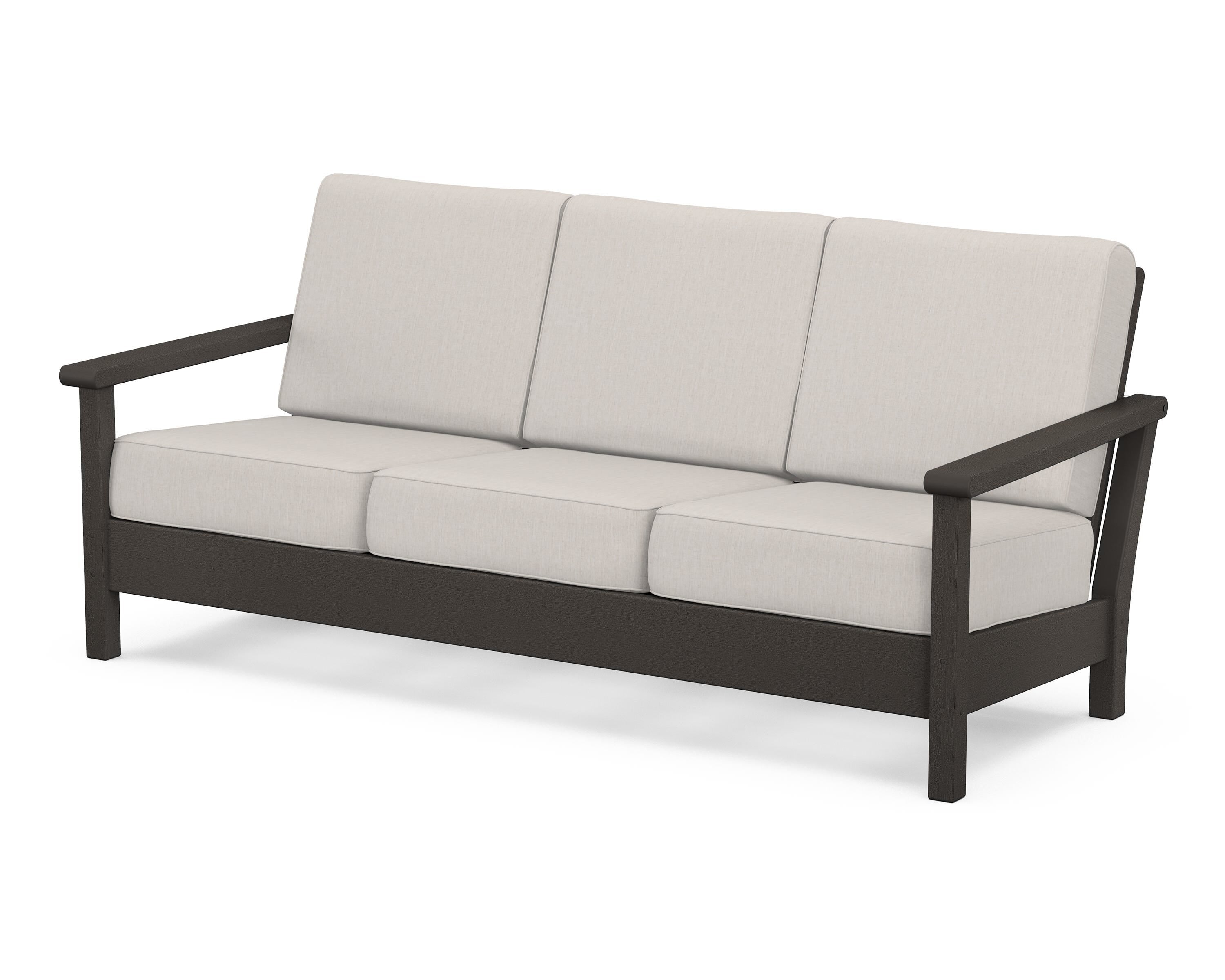 POLYWOOD® Harbour Deep Seating Sofa in Vintage Coffee / Cast Ash