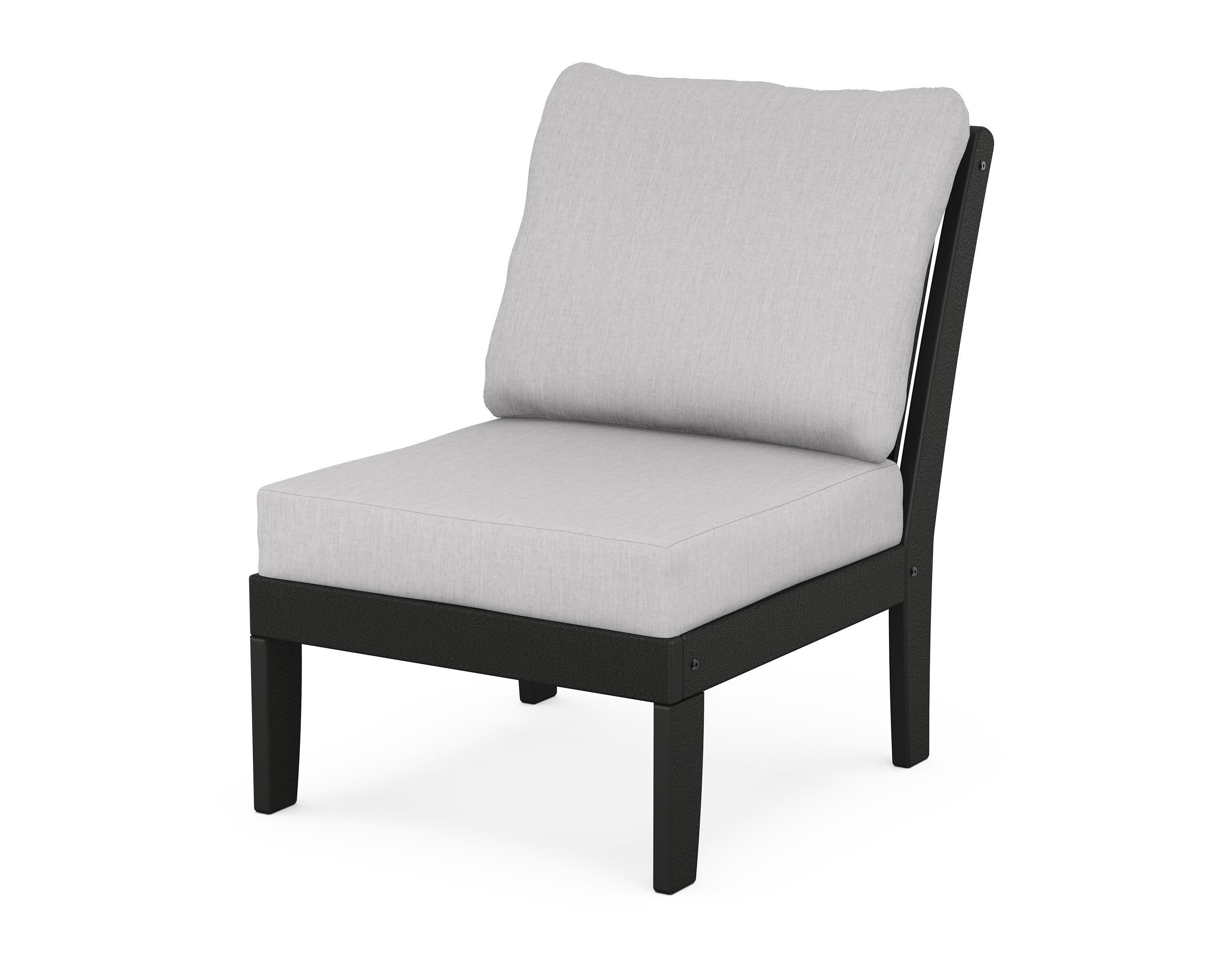 POLYWOOD® Braxton Modular Armless Chair in Black / Granite