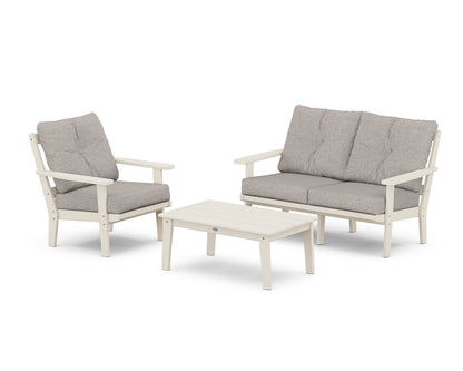 POLYWOOD® Oxford 3-Piece Deep Seating Set with Loveseat in Sand / Weathered Tweed