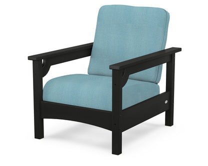 POLYWOOD® Club Chair in Black / Lattice Sky Blue