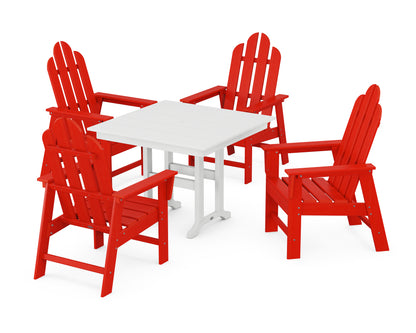 POLYWOOD® Long Island 5-Piece Farmhouse Dining Set in Sunset Red / White