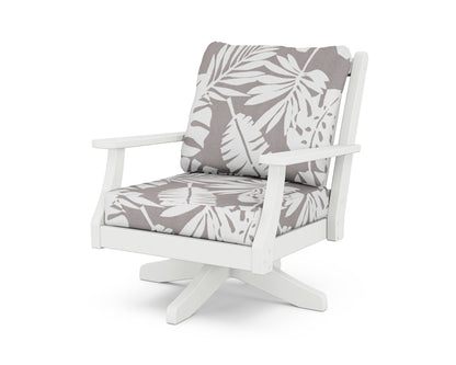 Country Living Wovendale Deep Seating Swivel Chair in White / Leaf Grey Mist