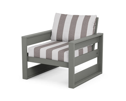POLYWOOD® Westport Club Chair in Slate Grey / Cabana Stripe Grey Mist