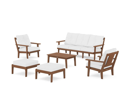 POLYWOOD® Prairie 6-Piece Lounge Sofa Set in Teak / Natural
