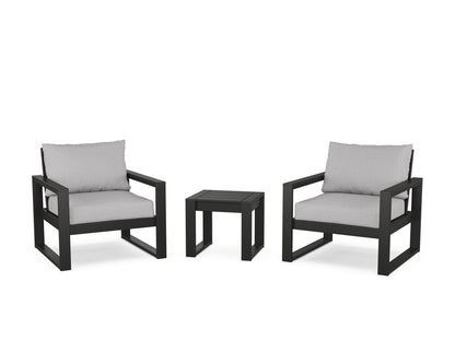 POLYWOOD® EDGE Sectional 3-Piece Deep Seating Set in Black / Granite