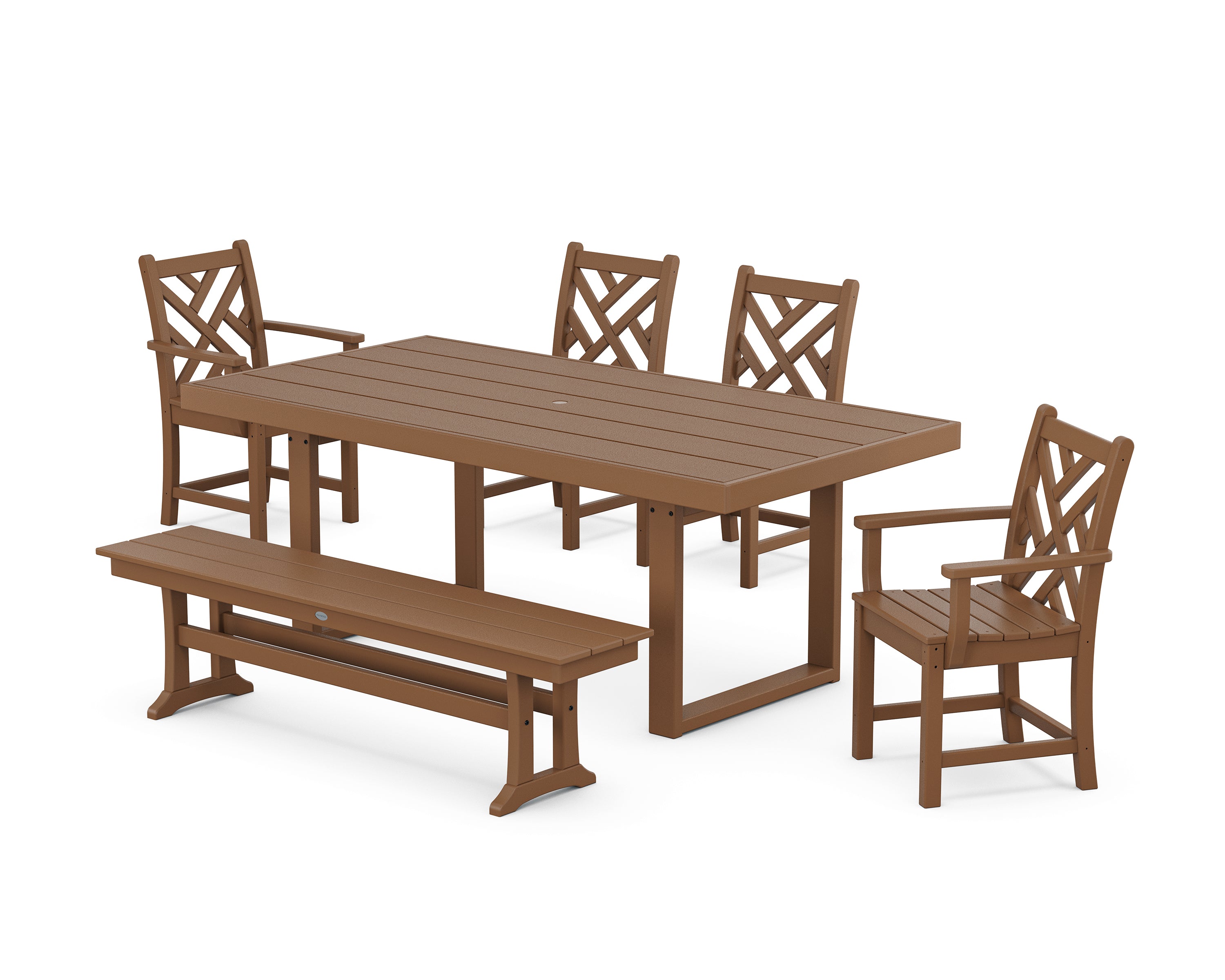 POLYWOOD® Chippendale 6-Piece Dining Set with Bench in Teak