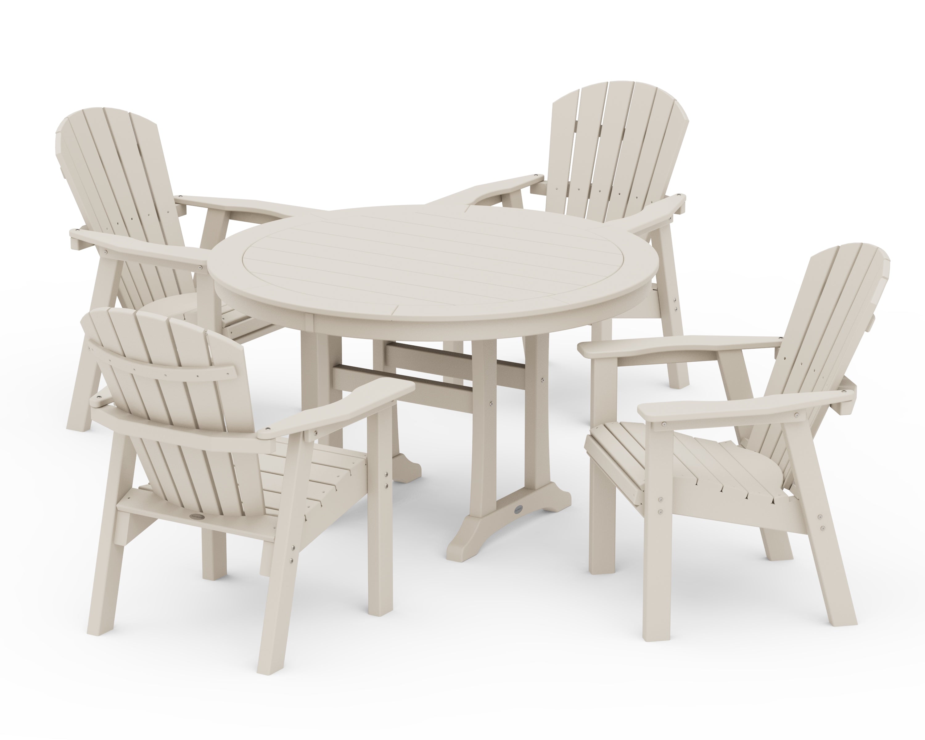 POLYWOOD® Seashell 5-Piece Round Dining Set with Trestle Legs in Sand