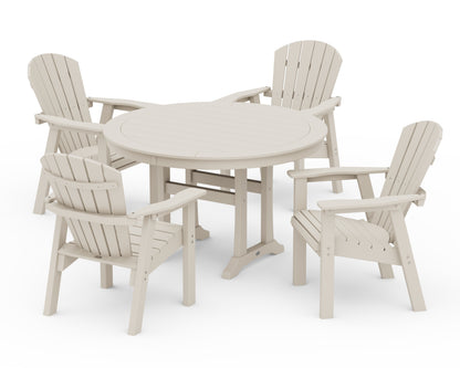 POLYWOOD® Seashell 5-Piece Round Dining Set with Trestle Legs in Sand