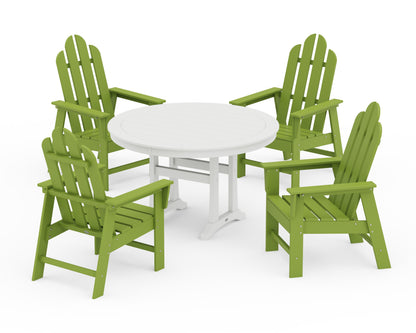 POLYWOOD® Long Island 5-Piece Round Dining Set with Trestle Legs in Lime / White