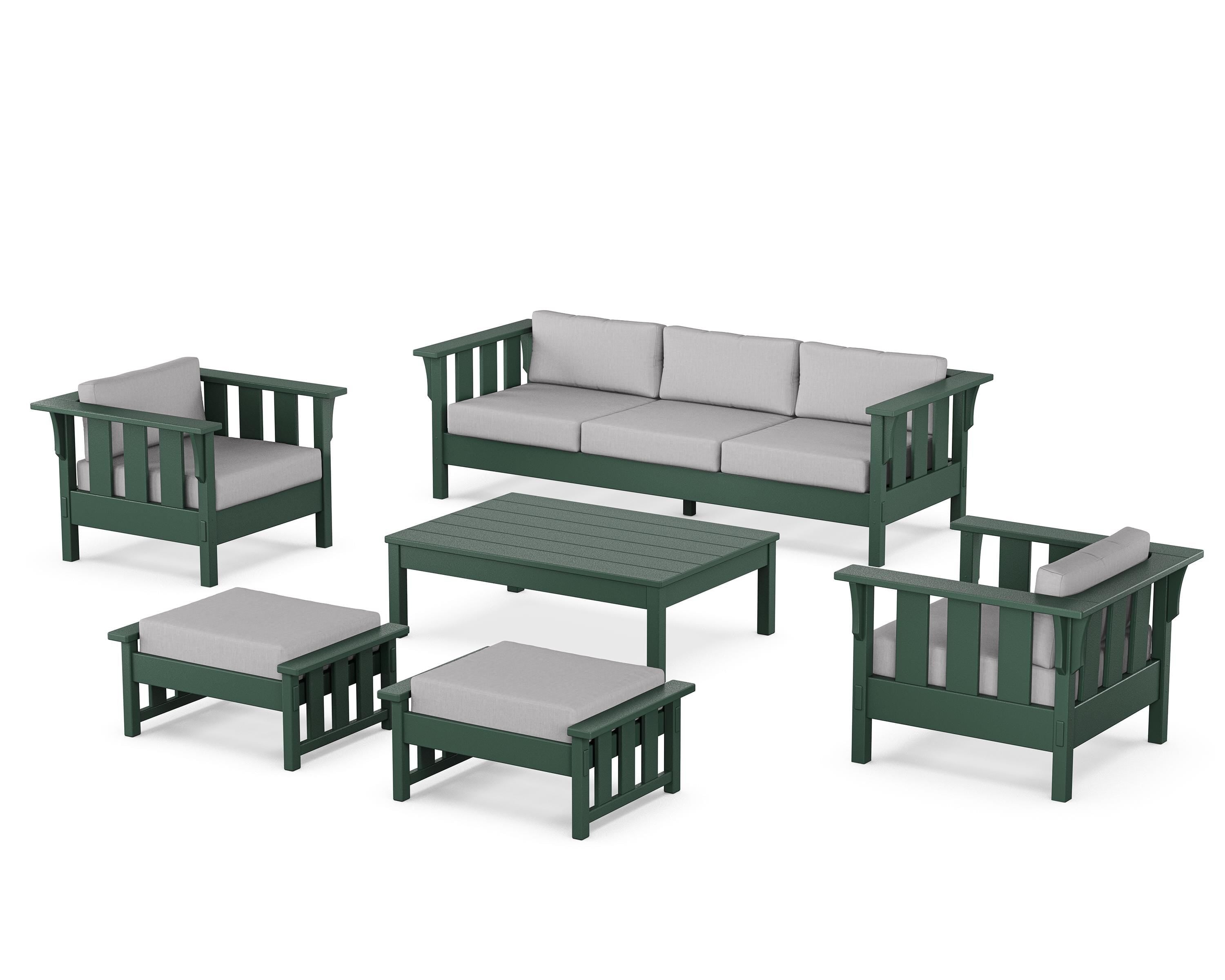 Martha Stewart by POLYWOOD® Acadia 6-Piece Lounge Sofa Set in Green / Granite