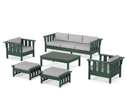 Martha Stewart by POLYWOOD® Acadia 6-Piece Lounge Sofa Set in Green / Granite