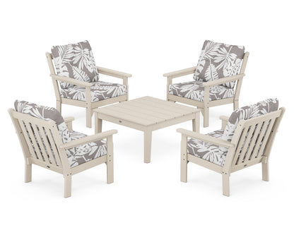POLYWOOD® Vineyard 5-Piece Deep Seating Conversation Set in Sand / Leaf Grey Mist