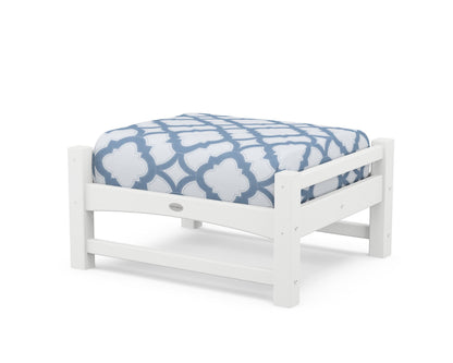 POLYWOOD® Club Ottoman in White / Trellis Sky Blue