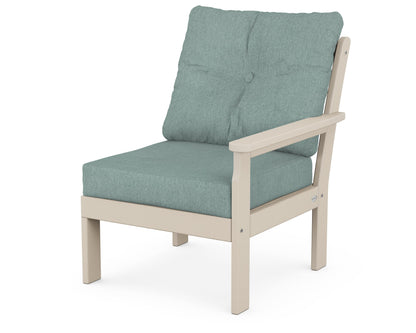 POLYWOOD® Vineyard Modular Right Arm Chair in Sand / Glacier Spa