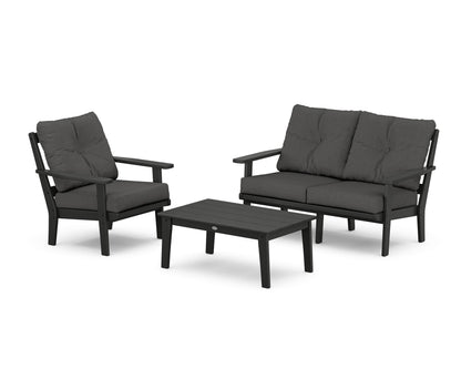 POLYWOOD® Prairie 3-Piece Deep Seating Set with Loveseat in Black / Spectrum Carbon