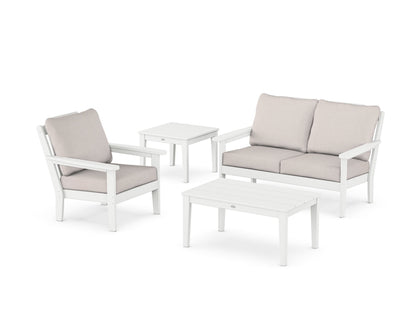 Country Living Wovendale 4-Piece Deep Seating Set in White / Dune Burlap