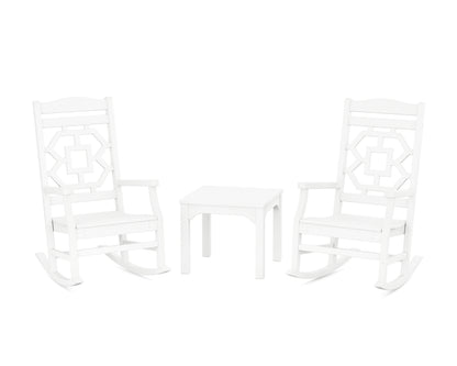 Martha Stewart by POLYWOOD® Chinoiserie 3-Piece Rocking Chair Set in White