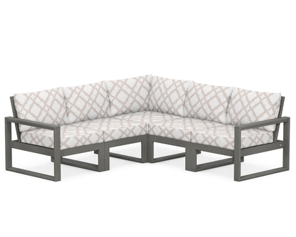 POLYWOOD® EDGE 5-Piece Modular Deep Seating Set in Slate Grey / Trellis Dune Burlap