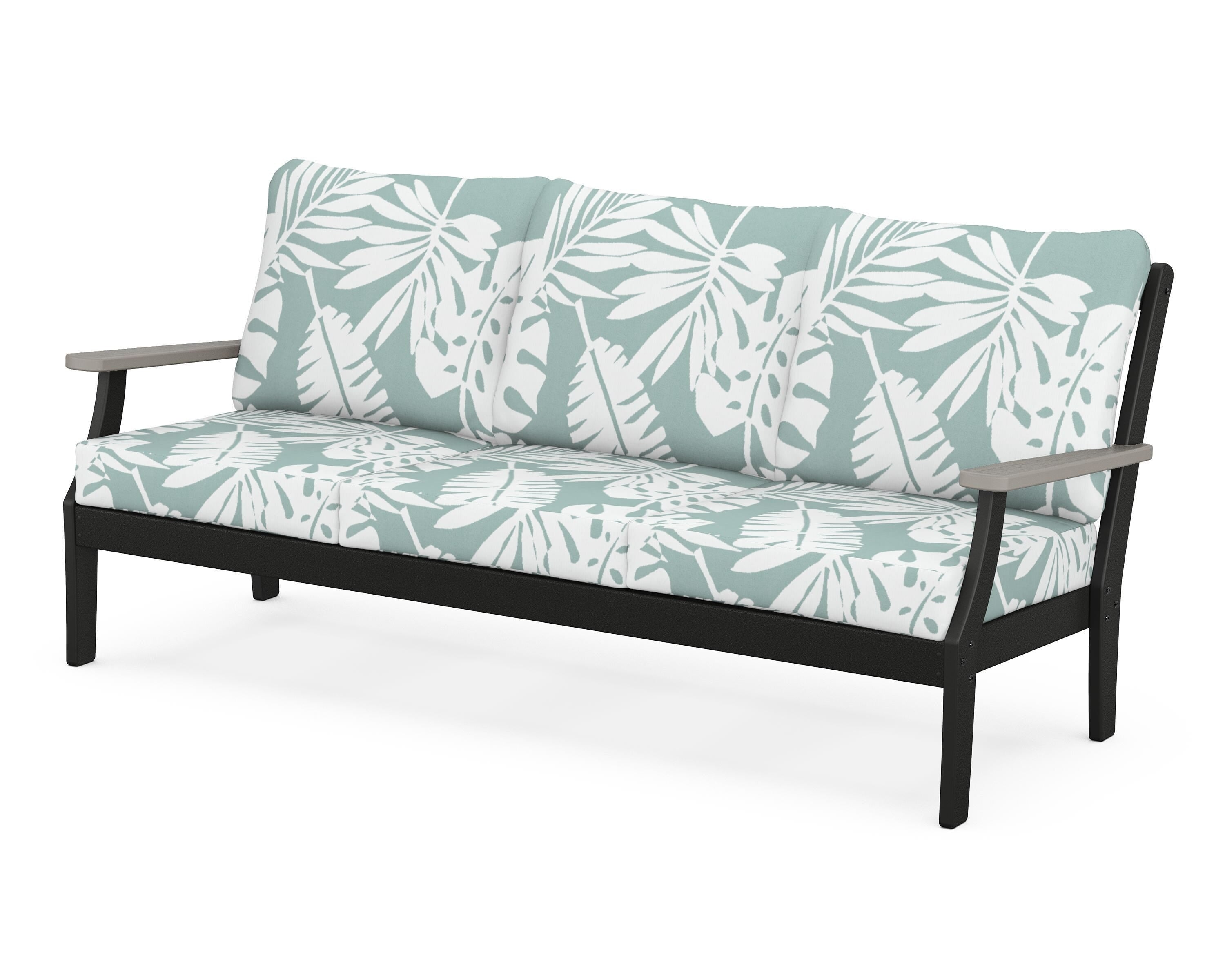 POLYWOOD® Braxton Deep Seating Sofa in Black / Driftwood / Leaf Glacier Spa
