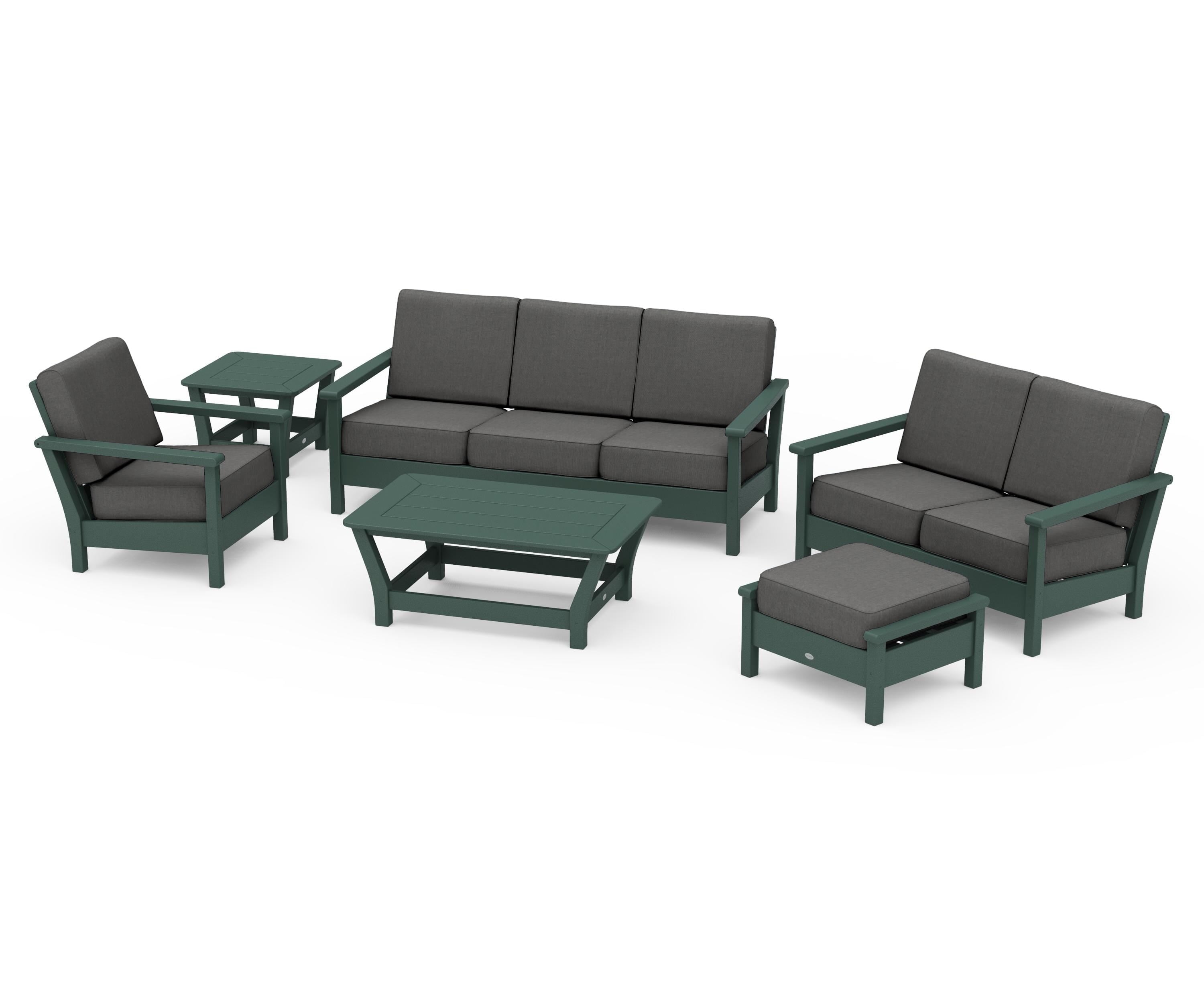 POLYWOOD® Harbour 6-Piece Outdoor Living Set in Green / Spectrum Carbon