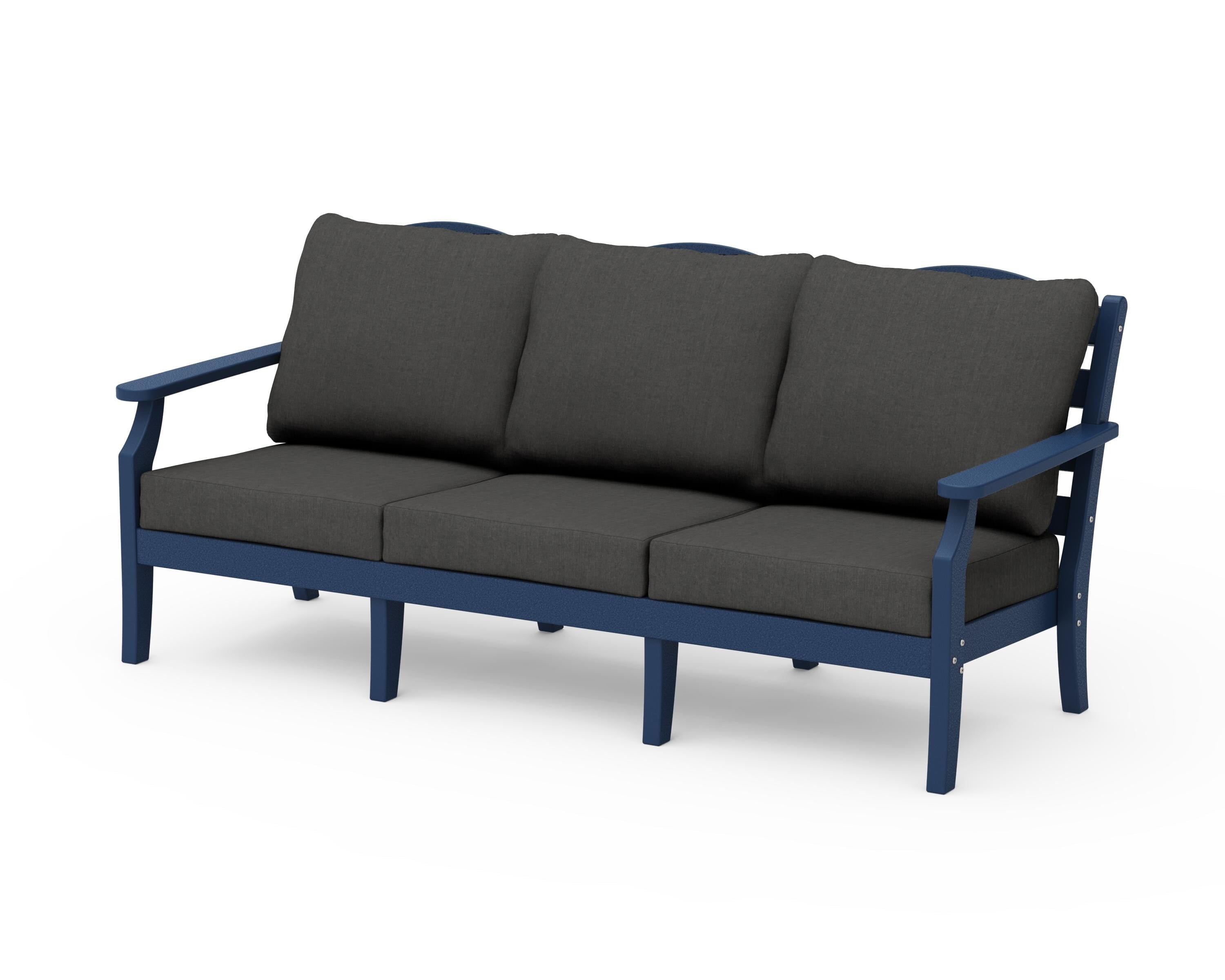 Draper James™ by  POLYWOOD® Savannah Deep Seating Sofa in Navy / Spectrum Carbon