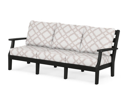 POLYWOOD® Chesapeake Deep Seating Sofa in Black / Trellis Dune Burlap