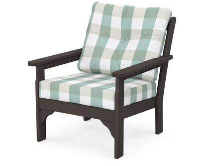 POLYWOOD® Vineyard Deep Seating Chair in Vintage Coffee / Buffalo Plaid Glacier Spa