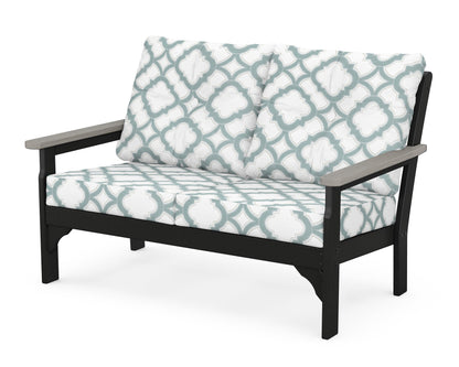 POLYWOOD® Vineyard Deep Seating Loveseat in Black / Driftwood / Trellis Glacier Spa