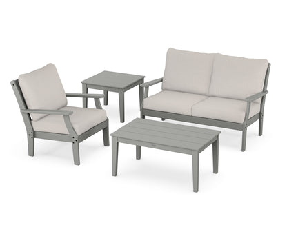 POLYWOOD® Braxton 4-Piece Deep Seating Set in Slate Grey / Cast Ash