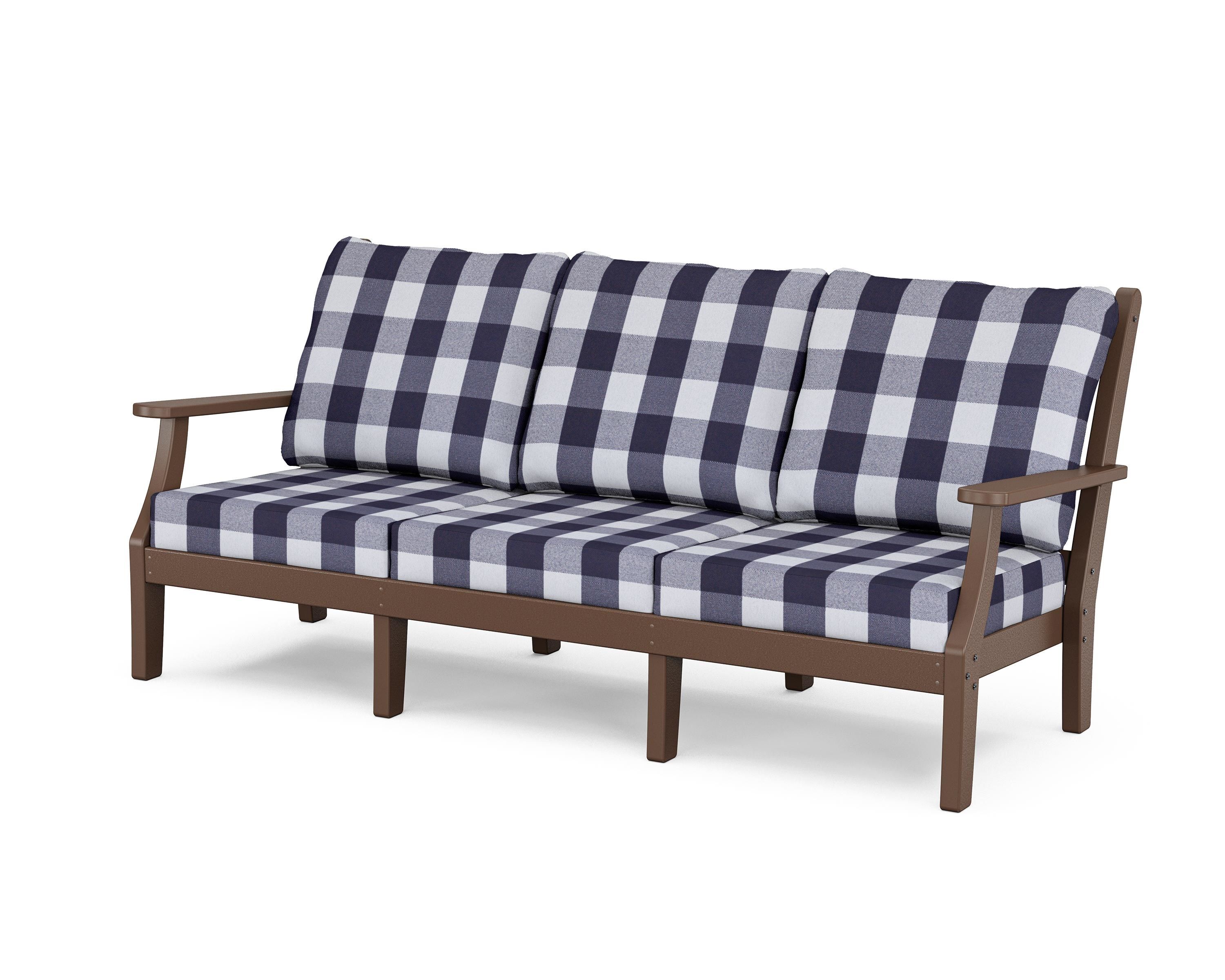 Country Living Wovendale Deep Seating Sofa in Mahogany / Buffalo Plaid Navy