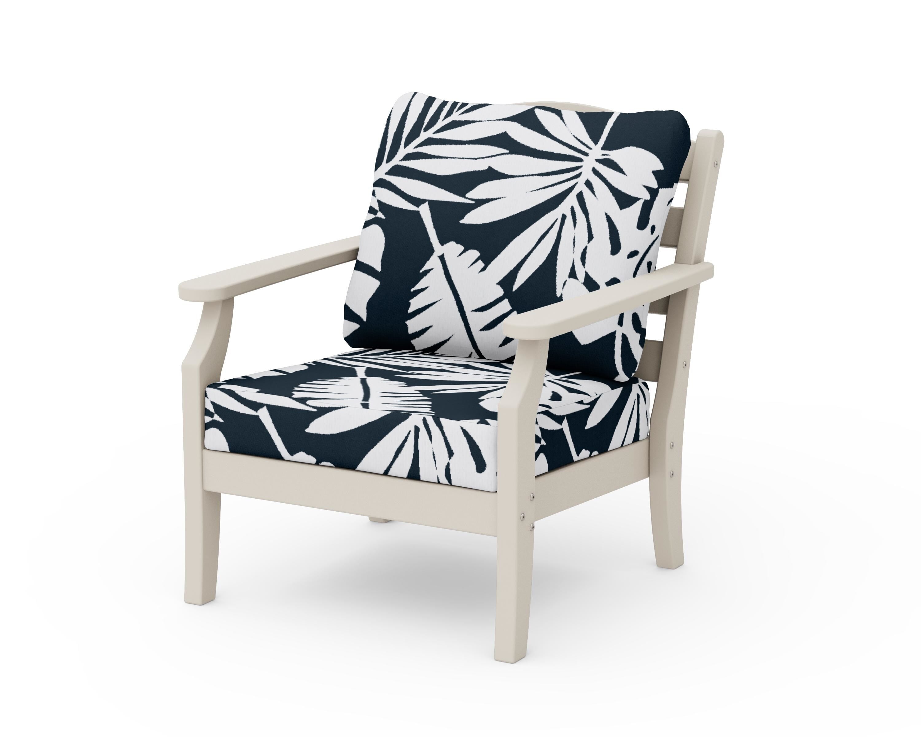 Draper James™ by  POLYWOOD® Savannah Deep Seating Chair in Sand / Leaf Marine Indigo