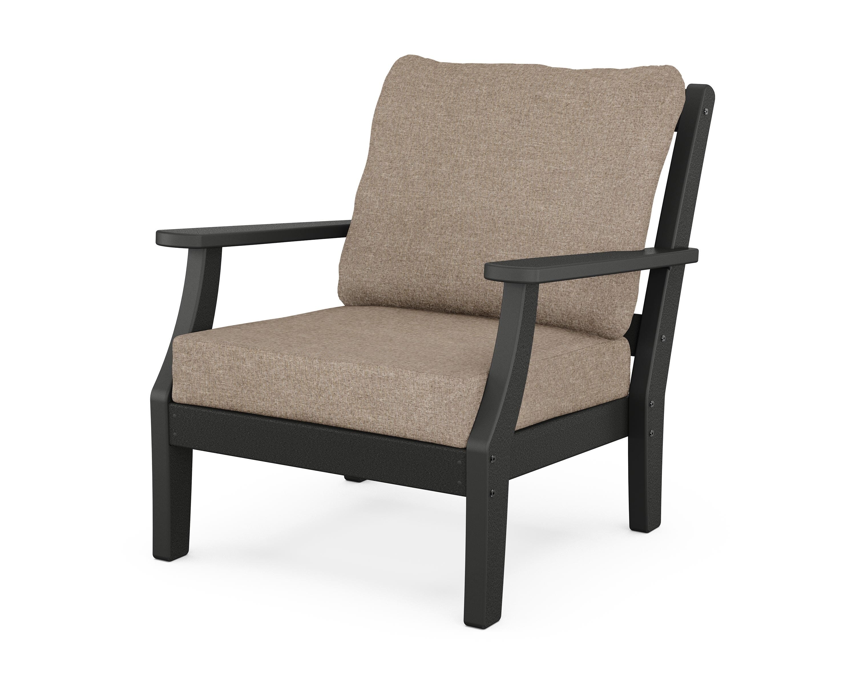 Martha Stewart by POLYWOOD® Chinoiserie Deep Seating Chair in Black / Spiced Burlap