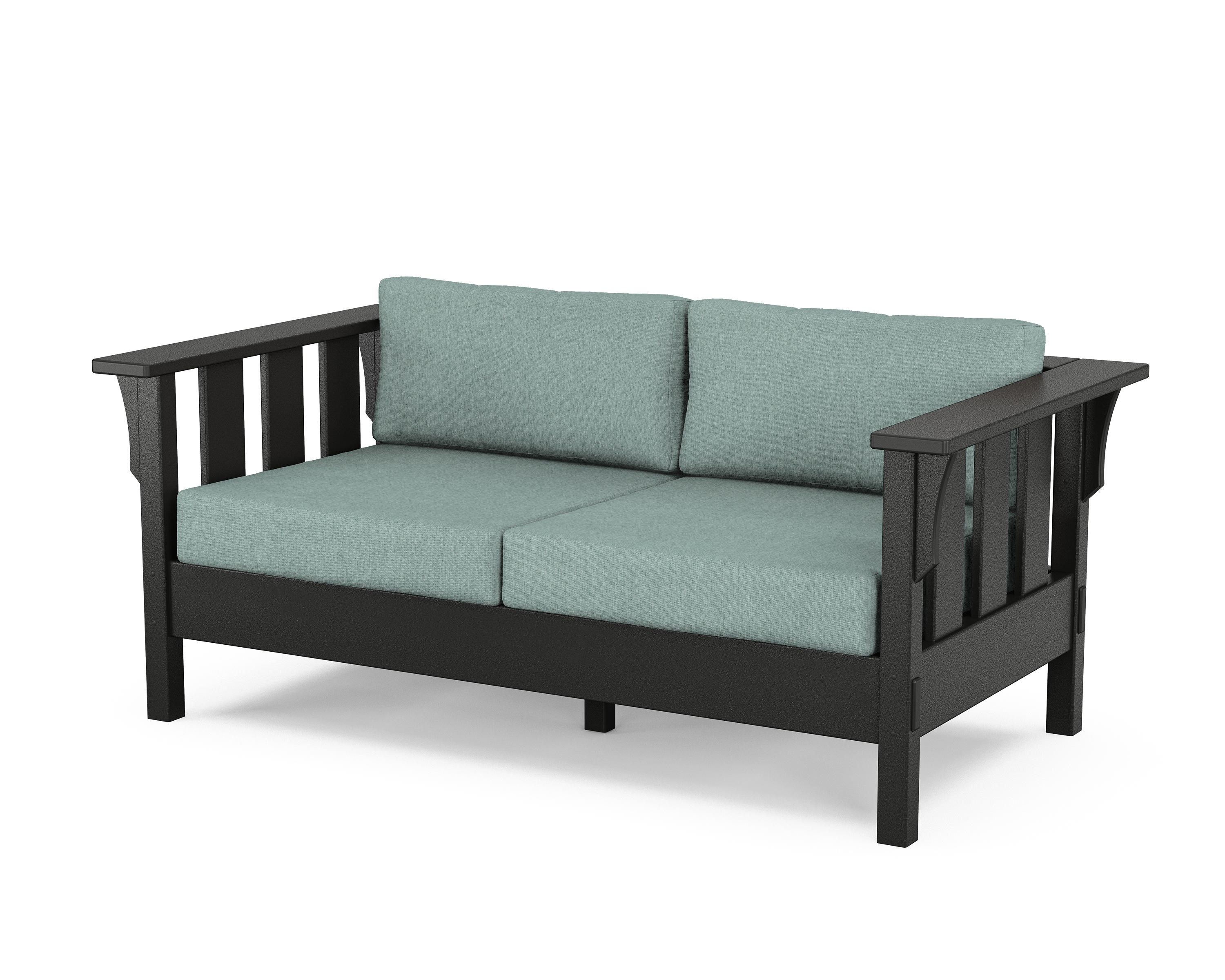 Martha Stewart by POLYWOOD® Acadia Deep Seating Loveseat in Black / Glacier Spa