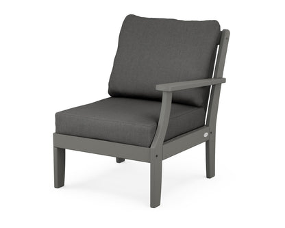 POLYWOOD® Braxton Modular Right Arm Chair in Slate Grey / Spectrum Carbon