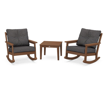 POLYWOOD® Vineyard 3-Piece Deep Seating Rocker Set in Teak / Ash Charcoal