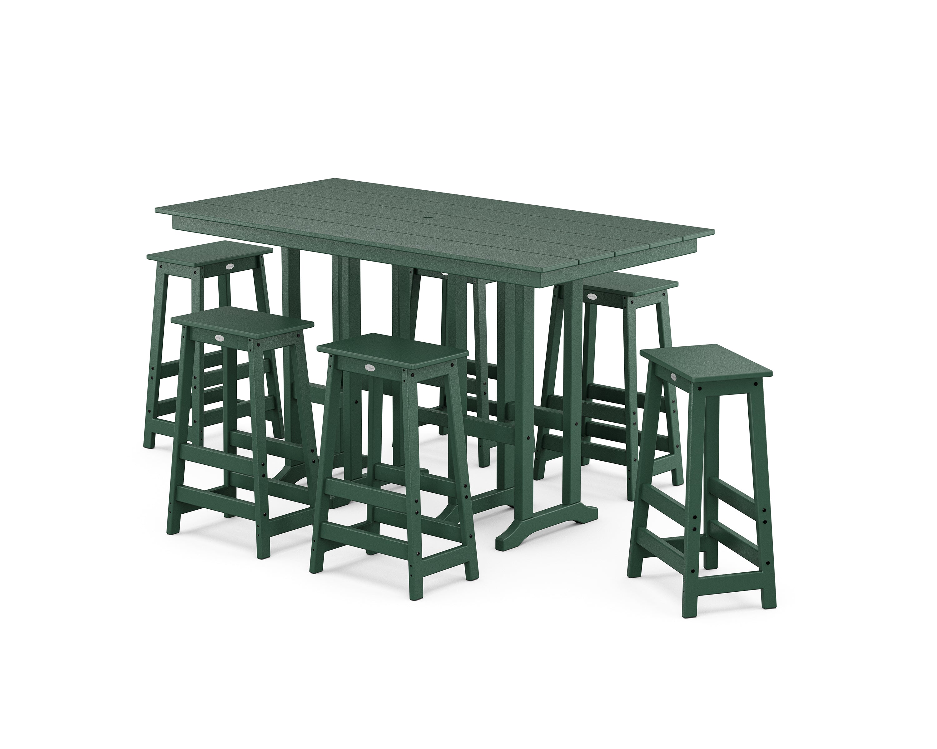 POLYWOOD® Modern Studio Bar Stool 7-Piece Set in Green