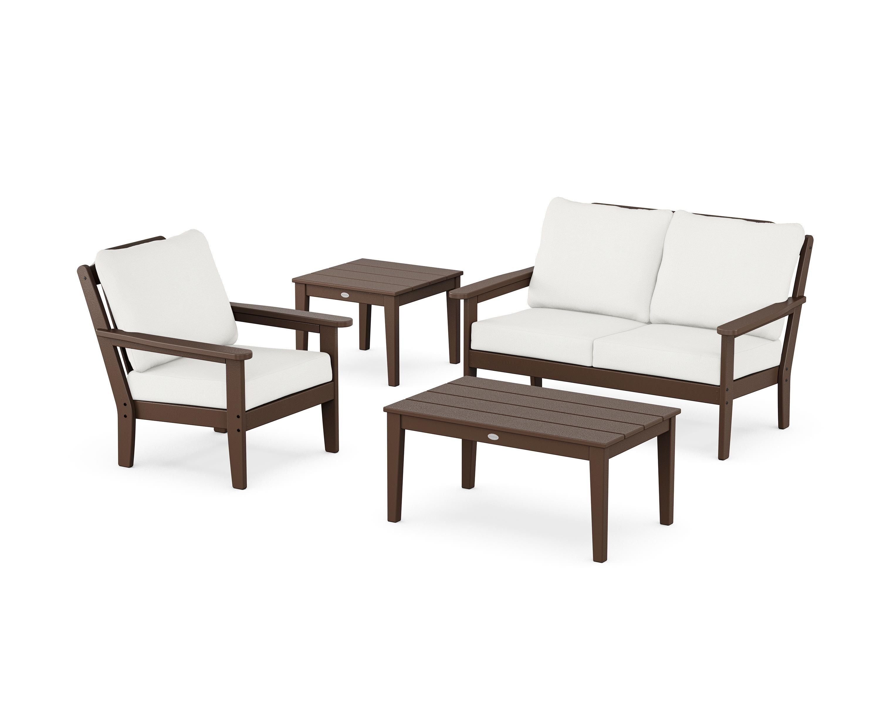 Country Living Wovendale 4-Piece Deep Seating Set in Mahogany / Natural Linen
