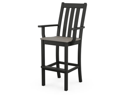 POLYWOOD® Vineyard Bar Arm Chair in Black / Driftwood