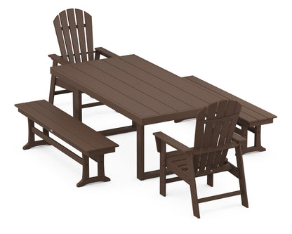 POLYWOOD® South Beach 5-Piece Dining Set with Benches in Mahogany