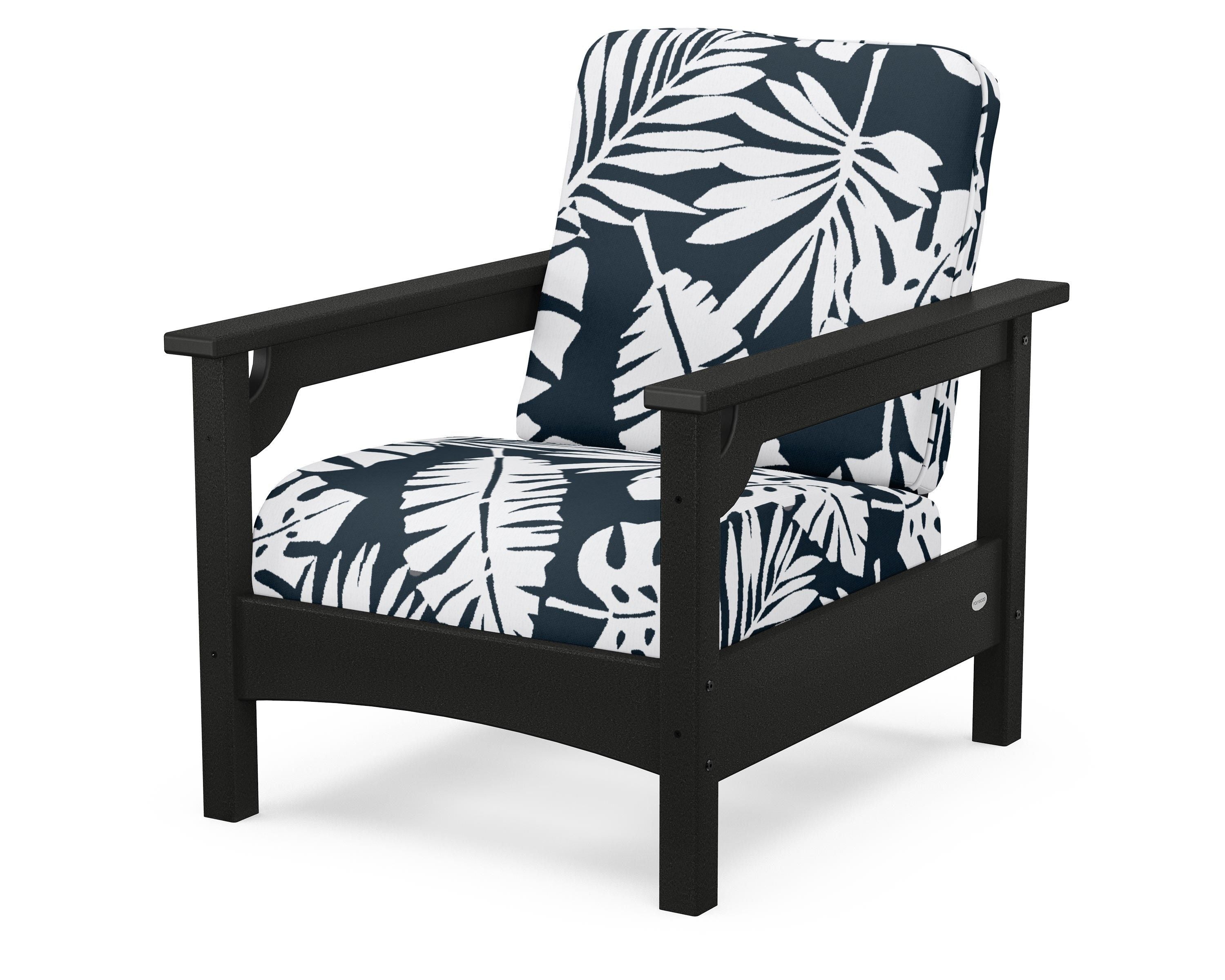 POLYWOOD® Club Chair in Black / Leaf Marine Indigo