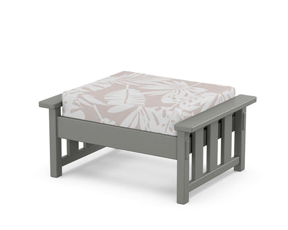 Martha Stewart by POLYWOOD® Acadia Deep Seating Ottoman in Slate Grey / Leaf Dune Burlap