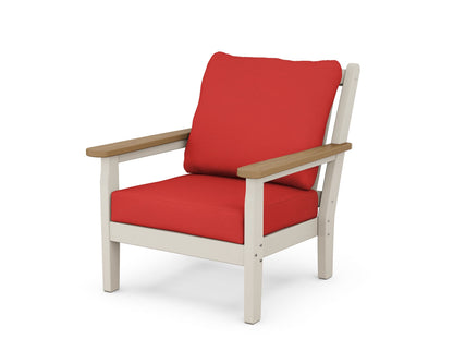 POLYWOOD® Chippendale Deep Seating Chair in Sand / Natural / Crimson Linen