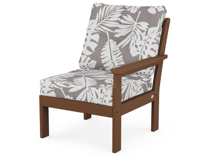 POLYWOOD® Vineyard Modular Right Arm Chair in Teak / Leaf Grey Mist