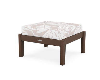 Martha Stewart by POLYWOOD® Chinoiserie Deep Seating Ottoman in Mahogany / Leaf Dune Burlap